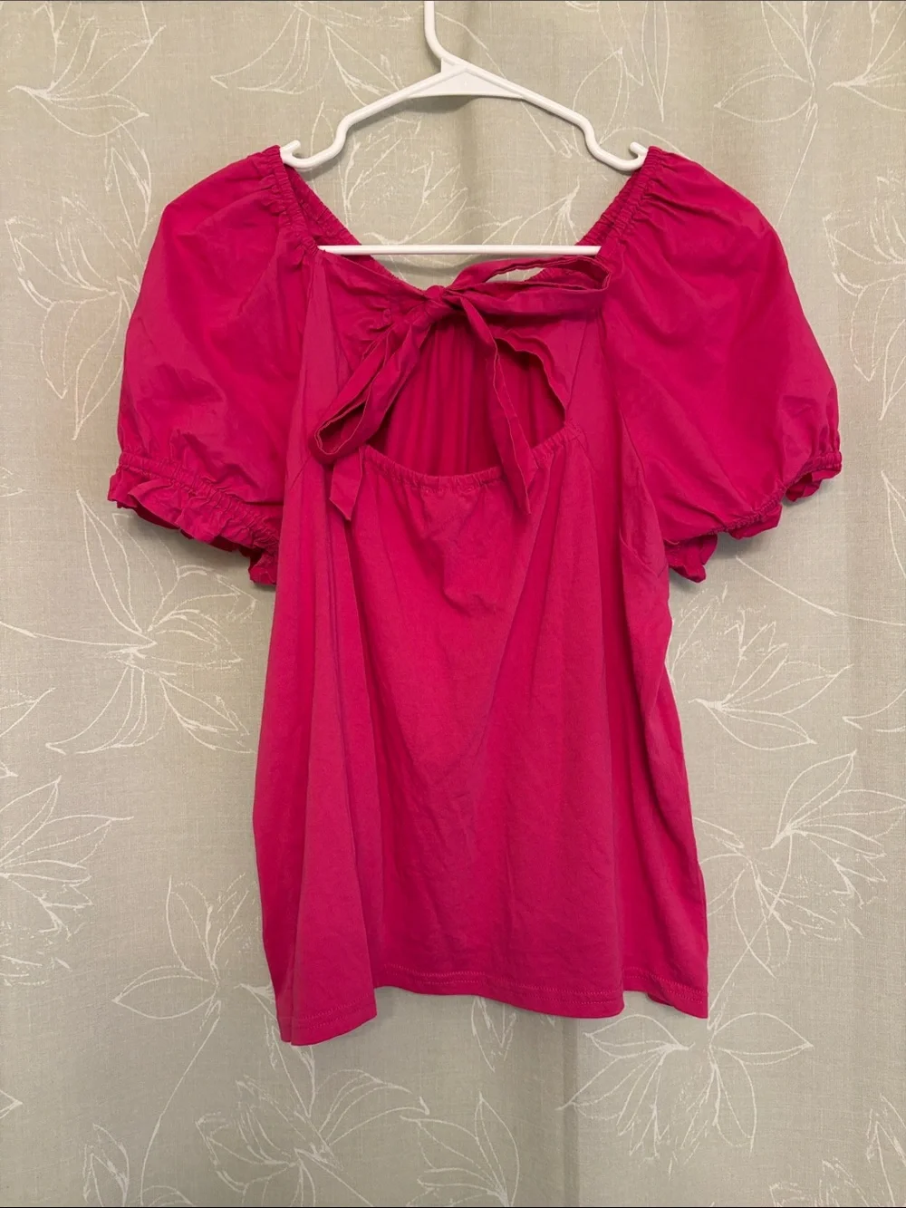 J. Crew Hot Pink Puff-Sleeve Blouse